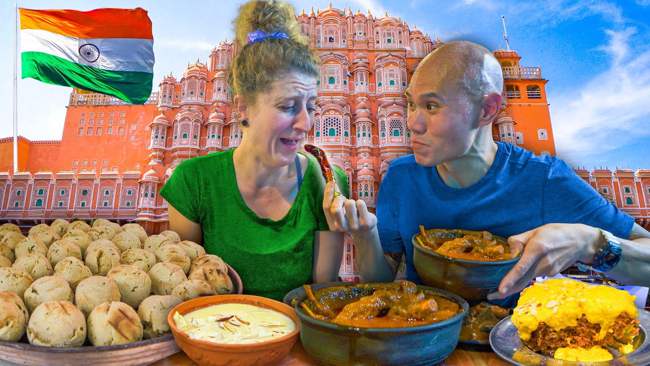 BEST Indian Street Food in Jaipur - India&rsquo;s SPICIEST Curry + Dal Bati Churma & RAJASTHANI Food Tour!