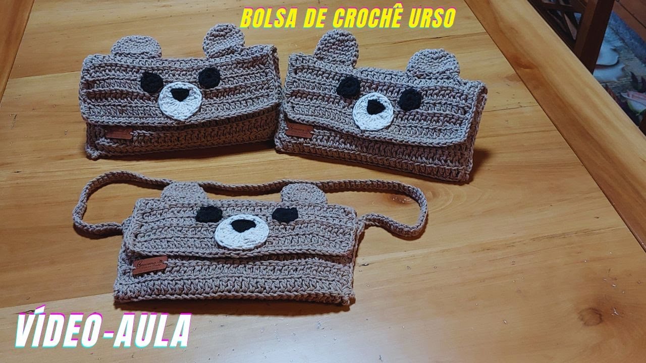 BOLSA DE CROCHÊ URSO / Bolsa carteira ursinho de crochê / Bolsinha urso em crochê