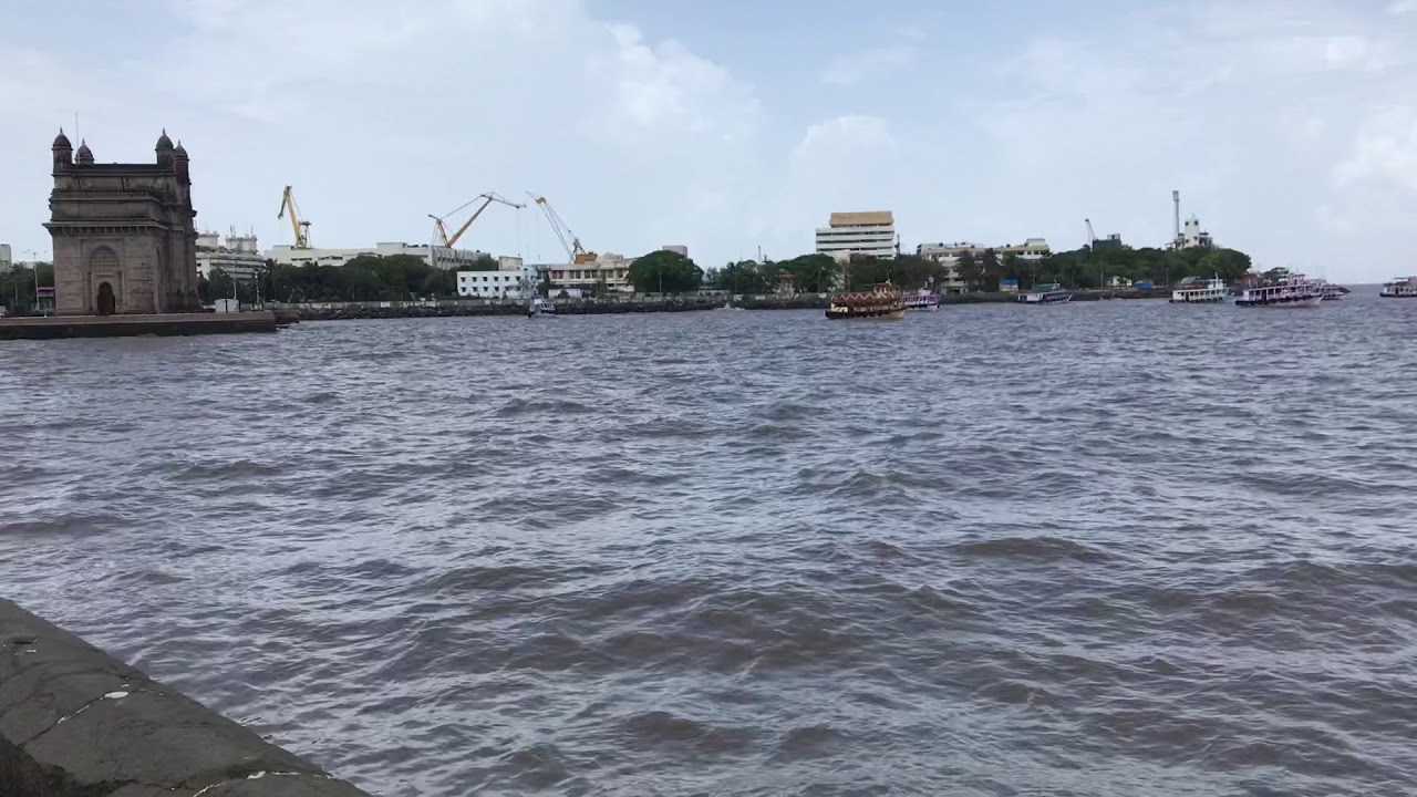 Gateway of India Mumbai during high tide and monsoon season 30 June 2018