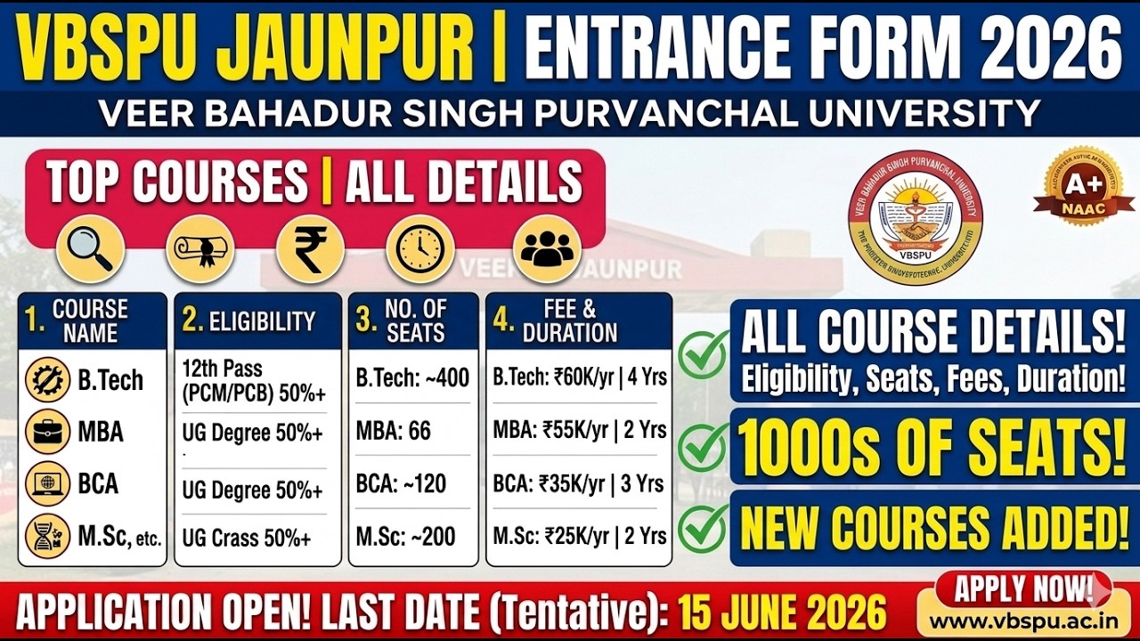 PUCAT 2026 | VBSPU Jaunpur Entrance Form 2026 | Eligibility, Seats, Fees & Duration #vbspu
