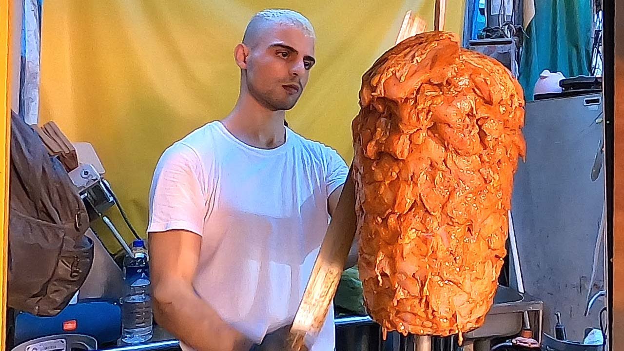 Гигантская турецкая куриная шаурма - тайваньская уличная еда