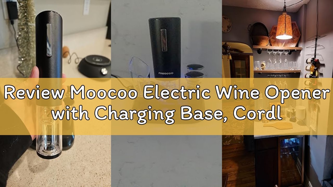 Review Moocoo Electric Wine Opener with Charging Base, Cordless Electric Wine Bottle Opener with 2-i