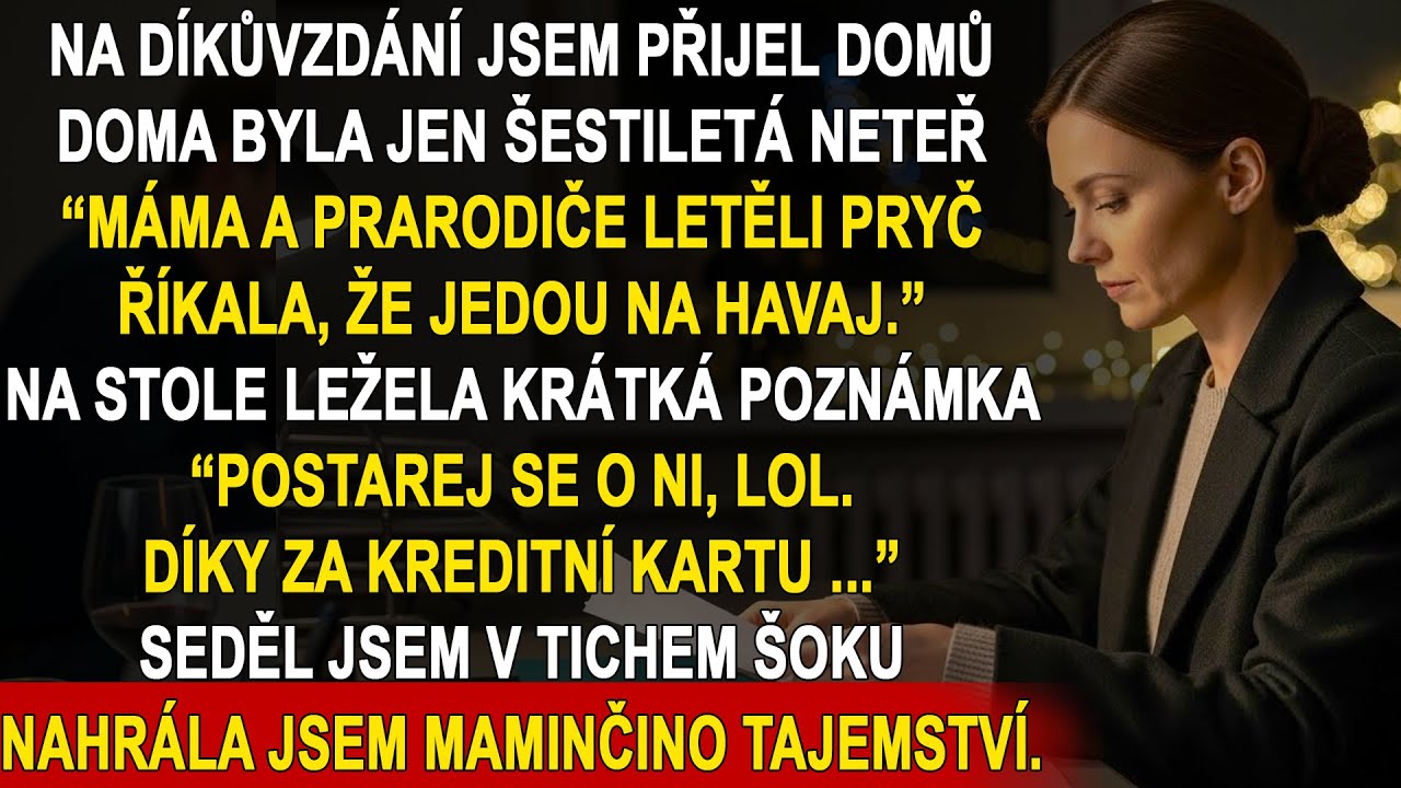 Na Díkůvzdání jsem přišla k rodičům. V domě byla jen šestiletá neteř a vzkaz „postarej se o ni“