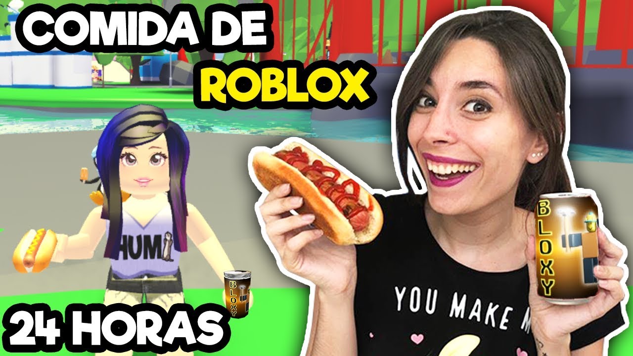24 HORAS COMIENDO COSAS DE ROBLOX EN LA VIDA REAL (ADOPT ME)