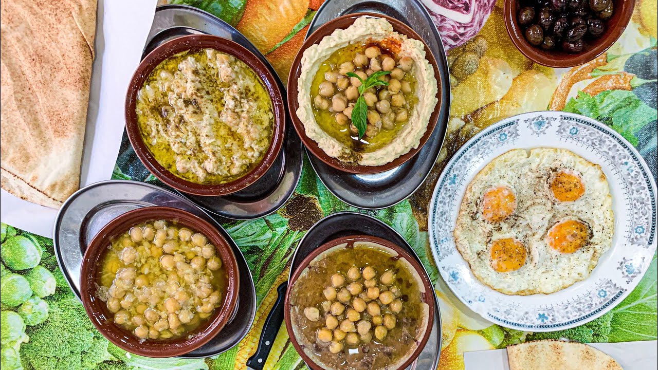 Traditional Hummus, Authentic Foul; Lebanese Breakfast. حمص تقليدي ، فول أصلي ؛ إفطار لبناني فريد
