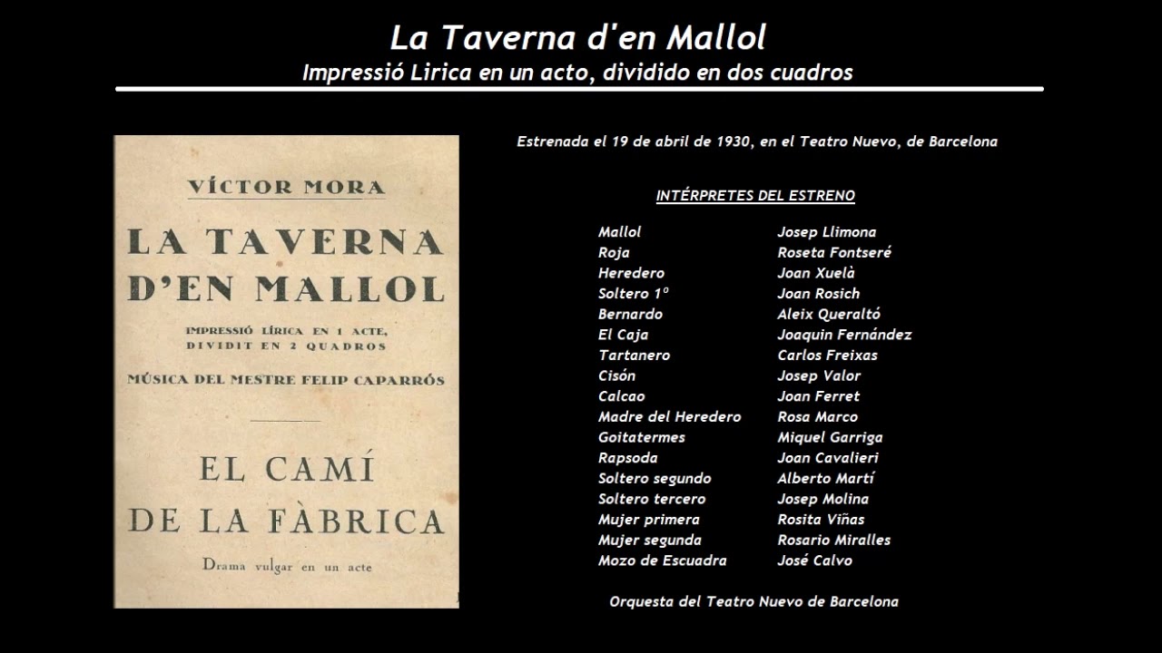 La Taverna d'en Mallol - Habanera (1930) - Rosich - Ferret - Valor - Xuelá -  Queraltó