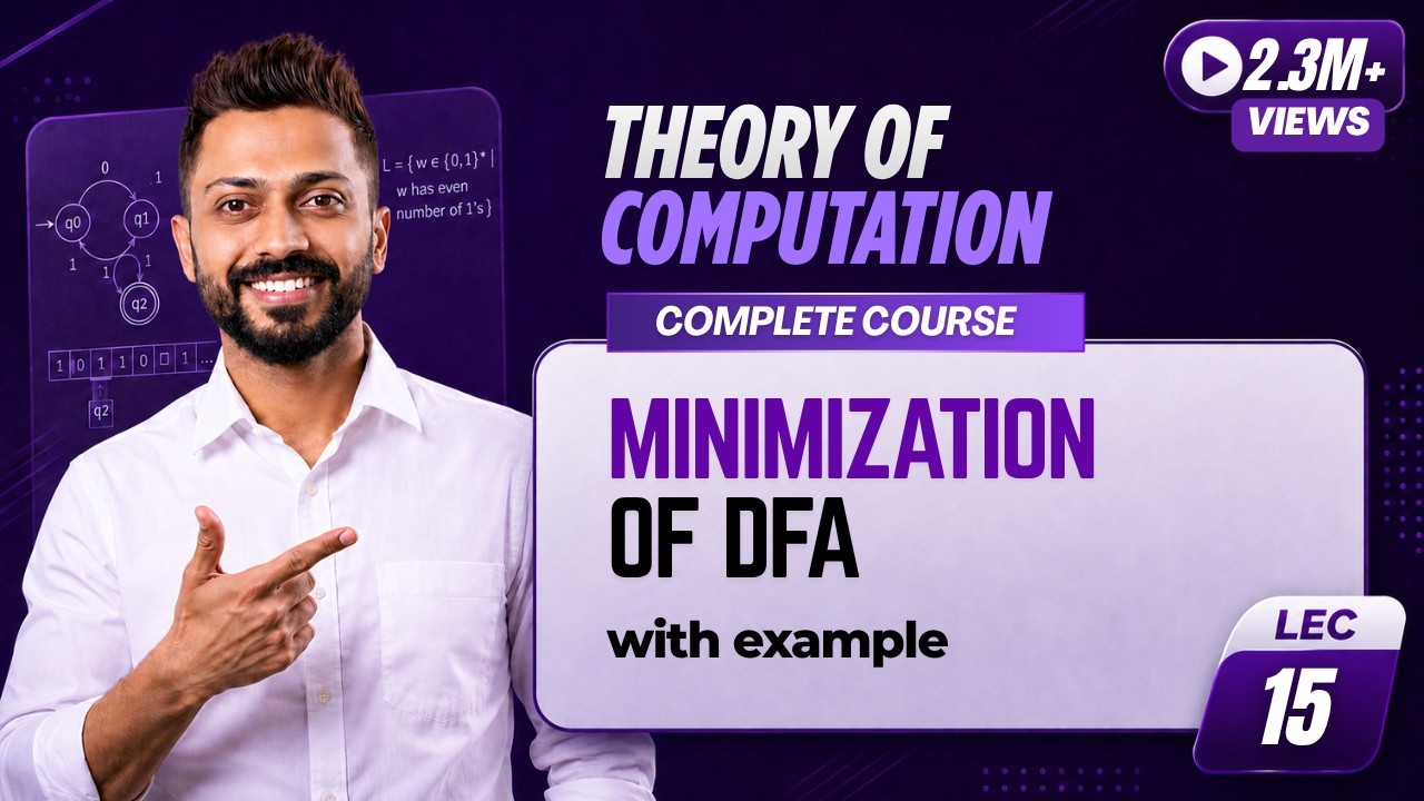 Lec-26: Minimization of DFA in Hindi with example | TOC