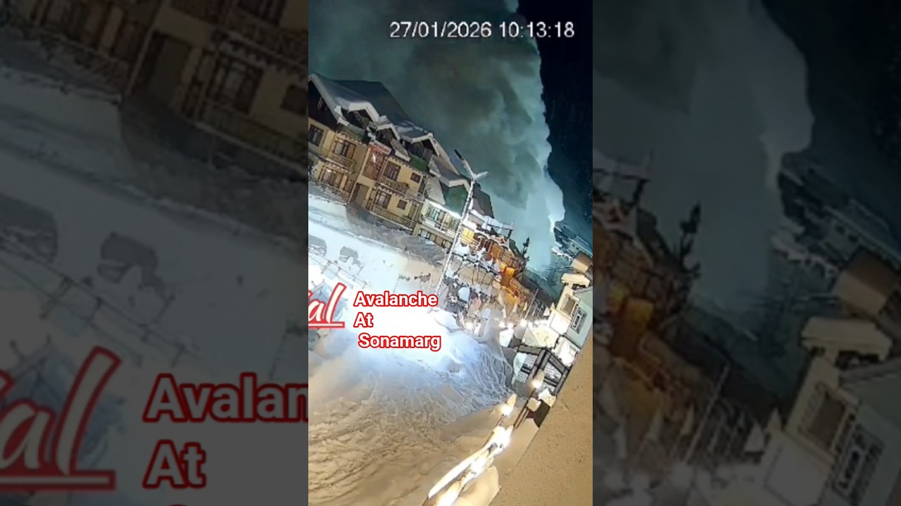 An Avalanche has occurredat near Sonamarg truck yard Thank god everyone is safe #avalanche 27/1/2026