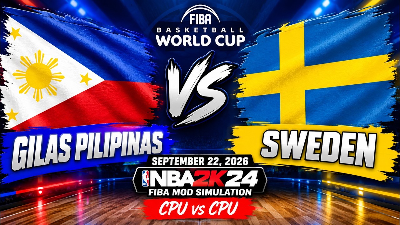 GILAS PILIPINAS против ШВЕЦИИ | 22 сентября 2026 г. | Мод NBA 2K24 FIBA | CPU против CPU