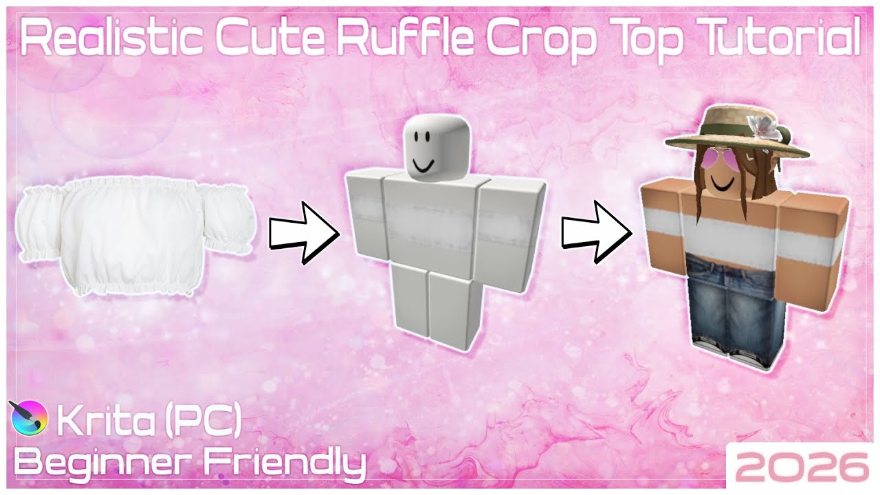 Roblox 2D Clothing Tutorial | Realistic Cute Ruffle Crop Top [Krita] [Beginner Friendly]