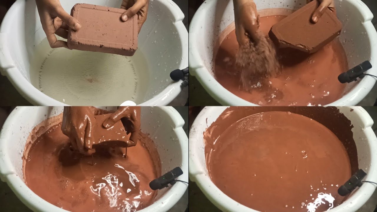 🔴Red dirt night shoot crumbling water paste play #cementdirtlover #purecement #reddirt #sandcement