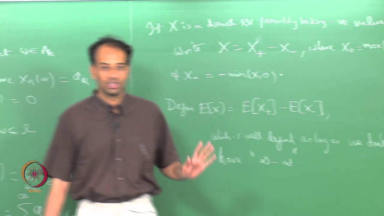 Mod-01 Lec-32 EXPECTATION OF DICRETE RANDOM VARIABLES, EXPECTATION OVER DIFFERENT SPACES