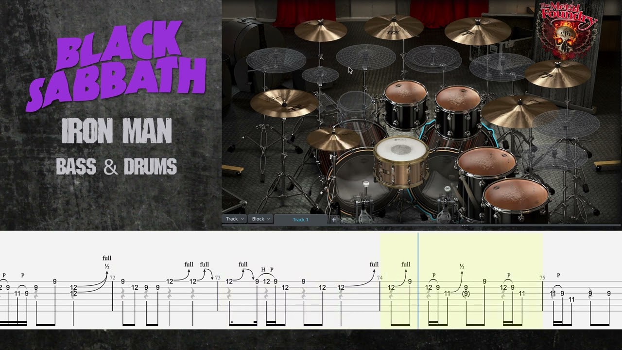 Black Sabbath - IRON MAN (Standard Eb) -  MIDI Bass & Drums - Backing Track with TABS.