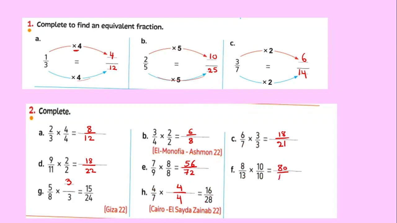 Unit 9 -lessons 12,13,14- Equivalent fractions using identity property-primary 4 - Math