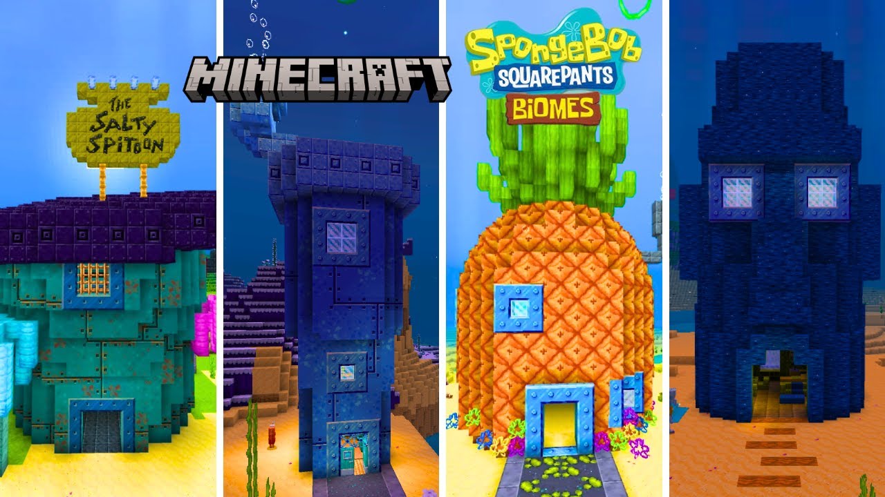 All Iconic Structure in Minecraft x Spongebob Biomes World | Minecraft Bedrock