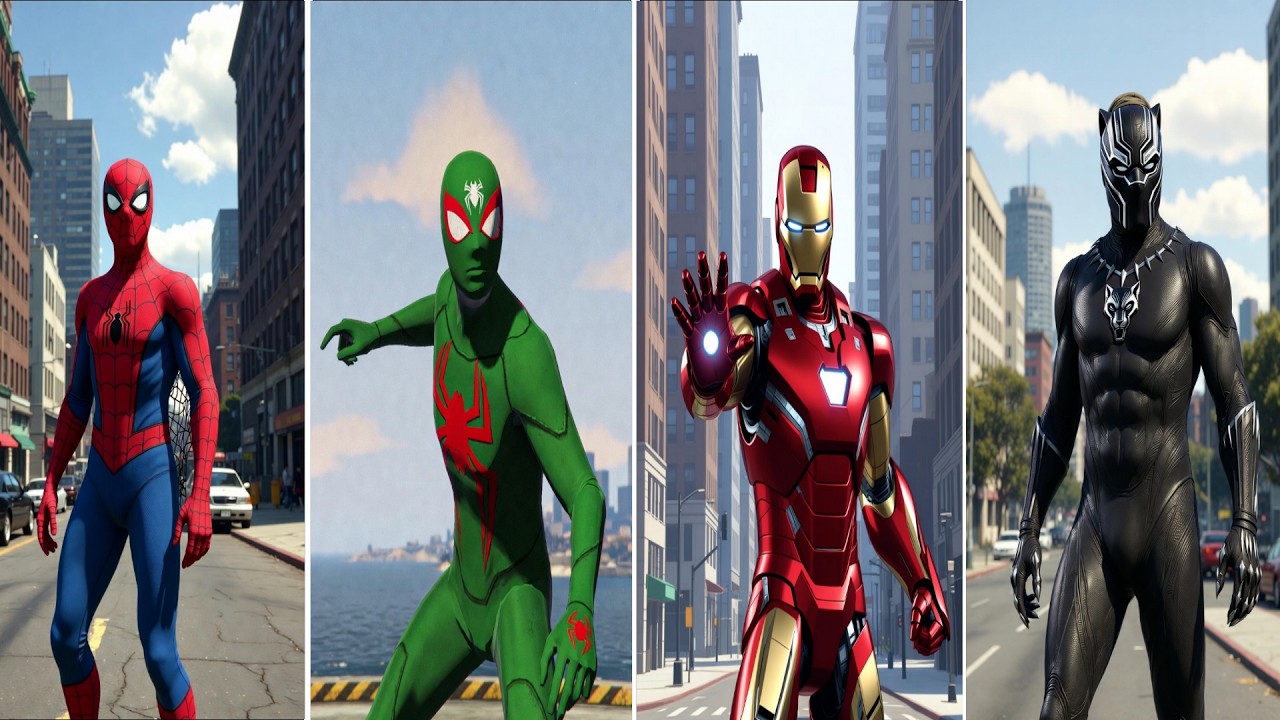 SUPERHERO MEGA BATTLE #36: SPIDER-MAN vs SPIDER vs IRONMAN vs BLACK PANTHER - Marvel & DC Epic Fight