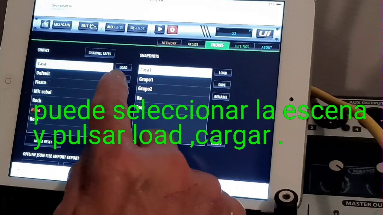como guardar una escena en la soundcraft ui16