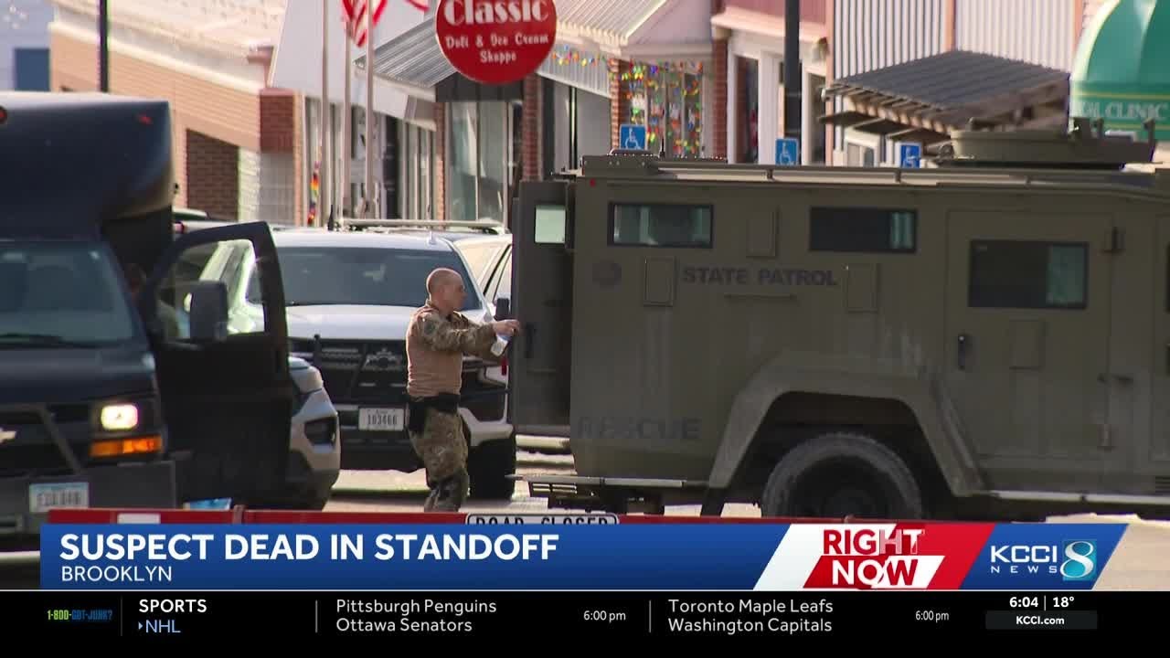 Authorities find suspect dead of self-inflicted gunshot after standoff in Brooklyn, Iowa