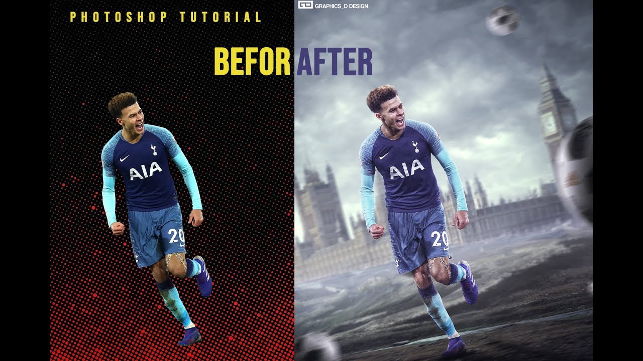 Dele Alli-Photoshop Tutorial - Football Poster Design Tutorial - Tottenham hotspur