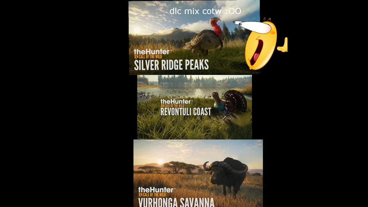 mix of all 3 dlcs in cotw !! (i almost got trampled by a cape buffalo)