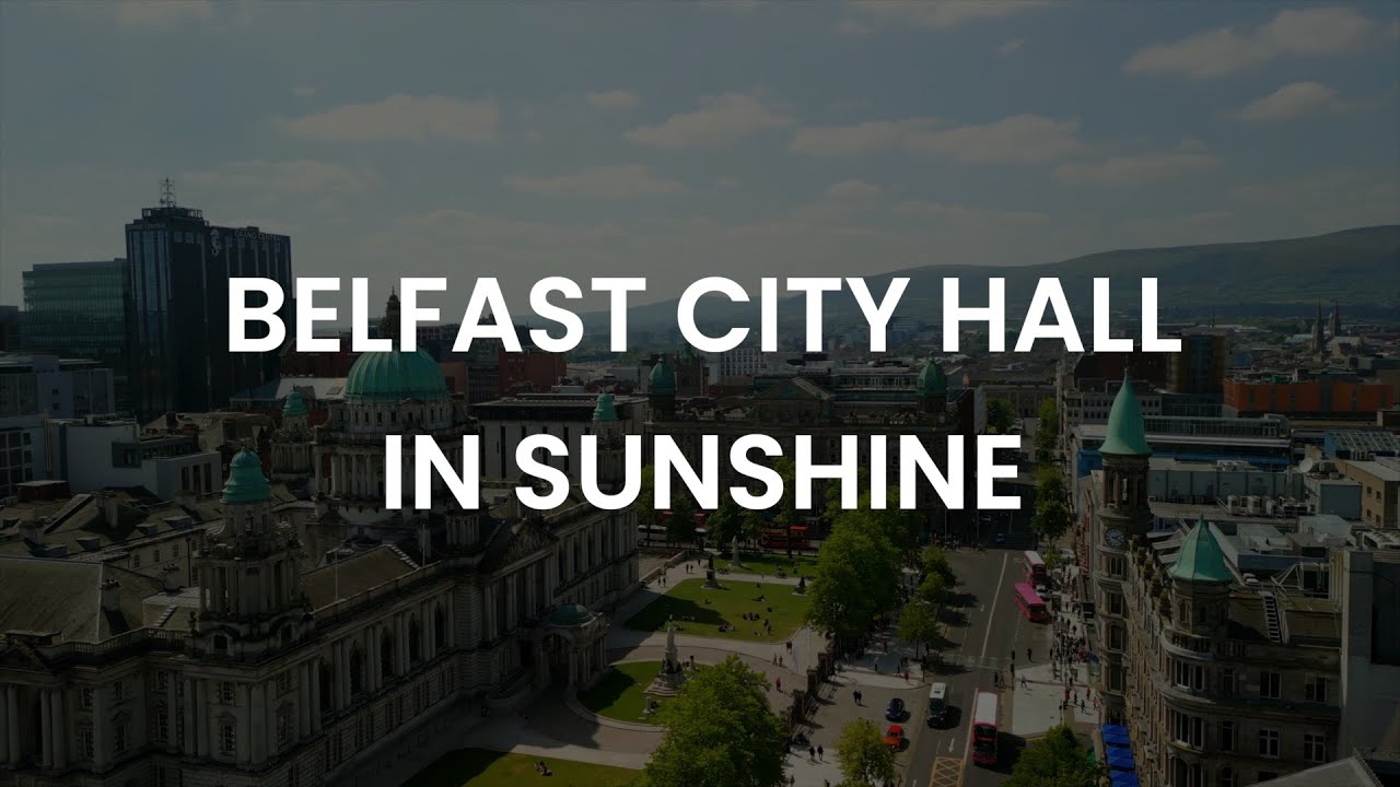 Belfast City Hall - Aerial Stock Footage - 4K - 60 Frames Per Second