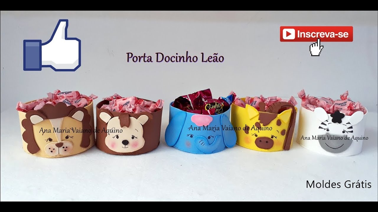 Porta Docinhos Le&atilde;o em Eva com Molde e Passo a Passo