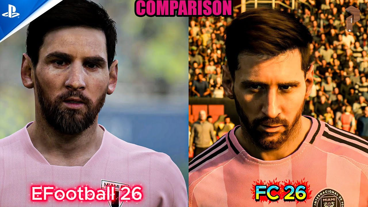 | PS5 Pro 4K | FC 26 vs eFootball 2026 😱 FACE REVEAL COMPARISON  #facereveal #ps5 #4k #football