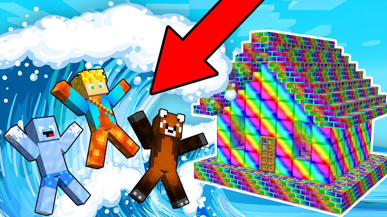 CASA DE MINÉRIO SECRETO CONTRA TSUNAMI GIGANTE NO MINECRAFT