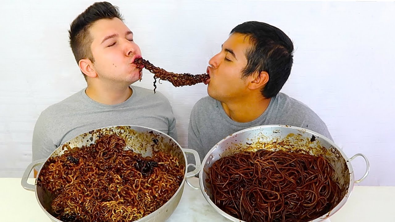 Black Bean Noodles • MUKBANG
