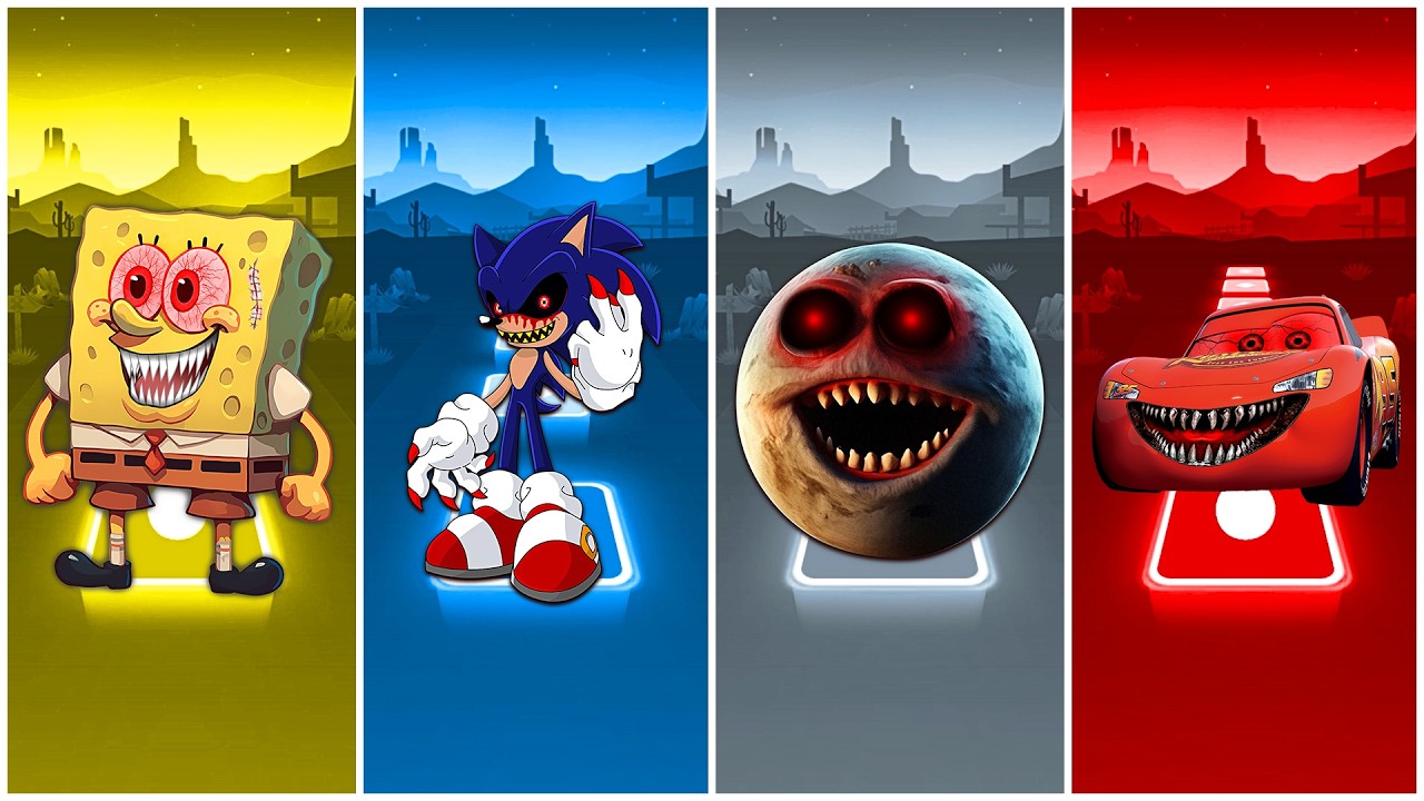 SpongeBob exe 🆚 Sonic exe 🆚 Lunar moon 🆚 McQueen exe | Coffin Dance cover!