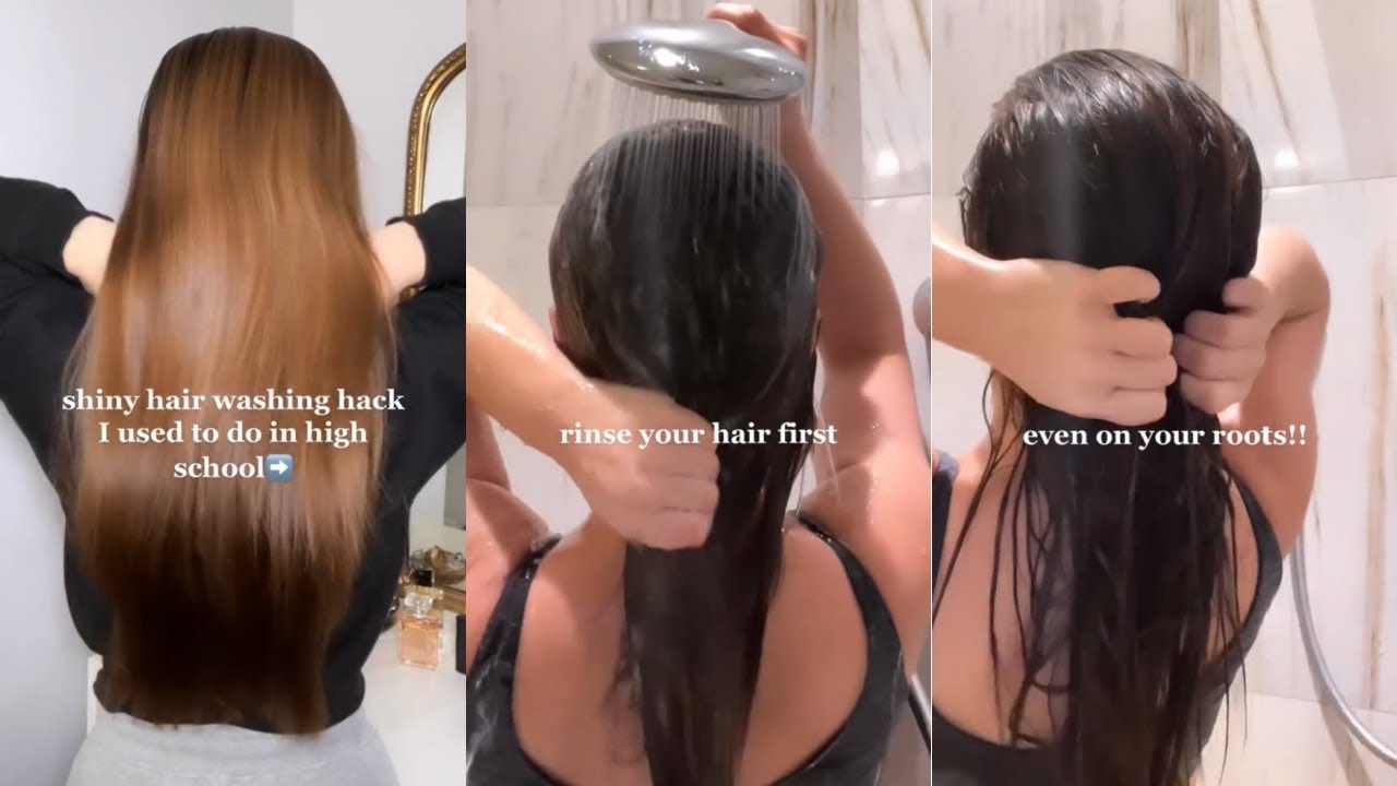 Shiny Hair Washing Hack I Used To Do In High School #hairwash #hair