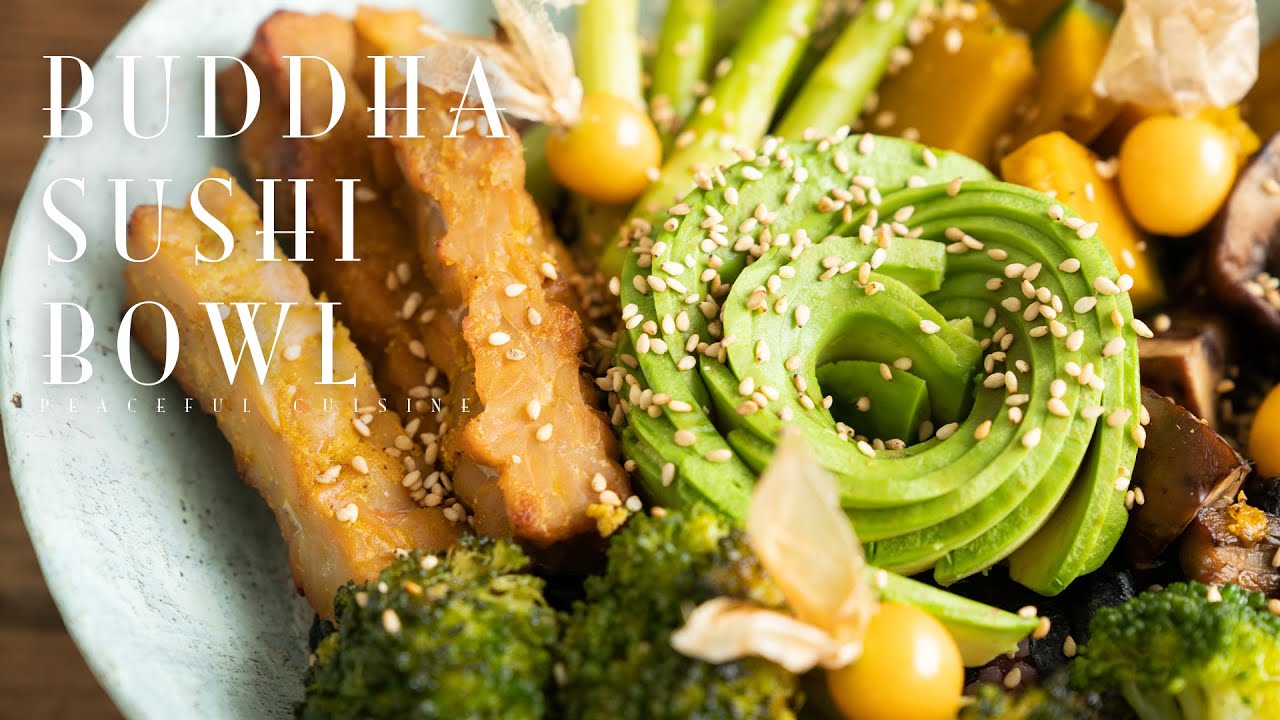 Buddha Sushi Bowl with Orange Sesame Sauce