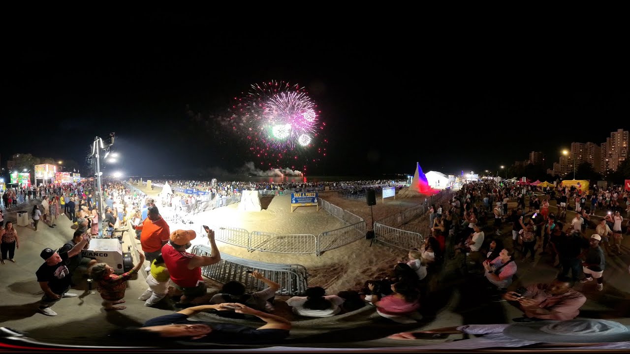 Revere Beach 2025 International Sand Sculpting Festival Insta360 X4 360 degree video fireworks