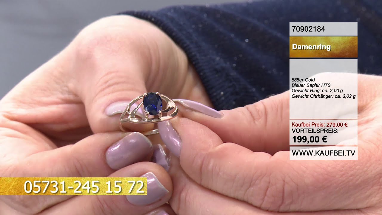 Damenring aus Rotgold 585 mit blauem Saphir HTS | Kaufbei Schmuck 70902184