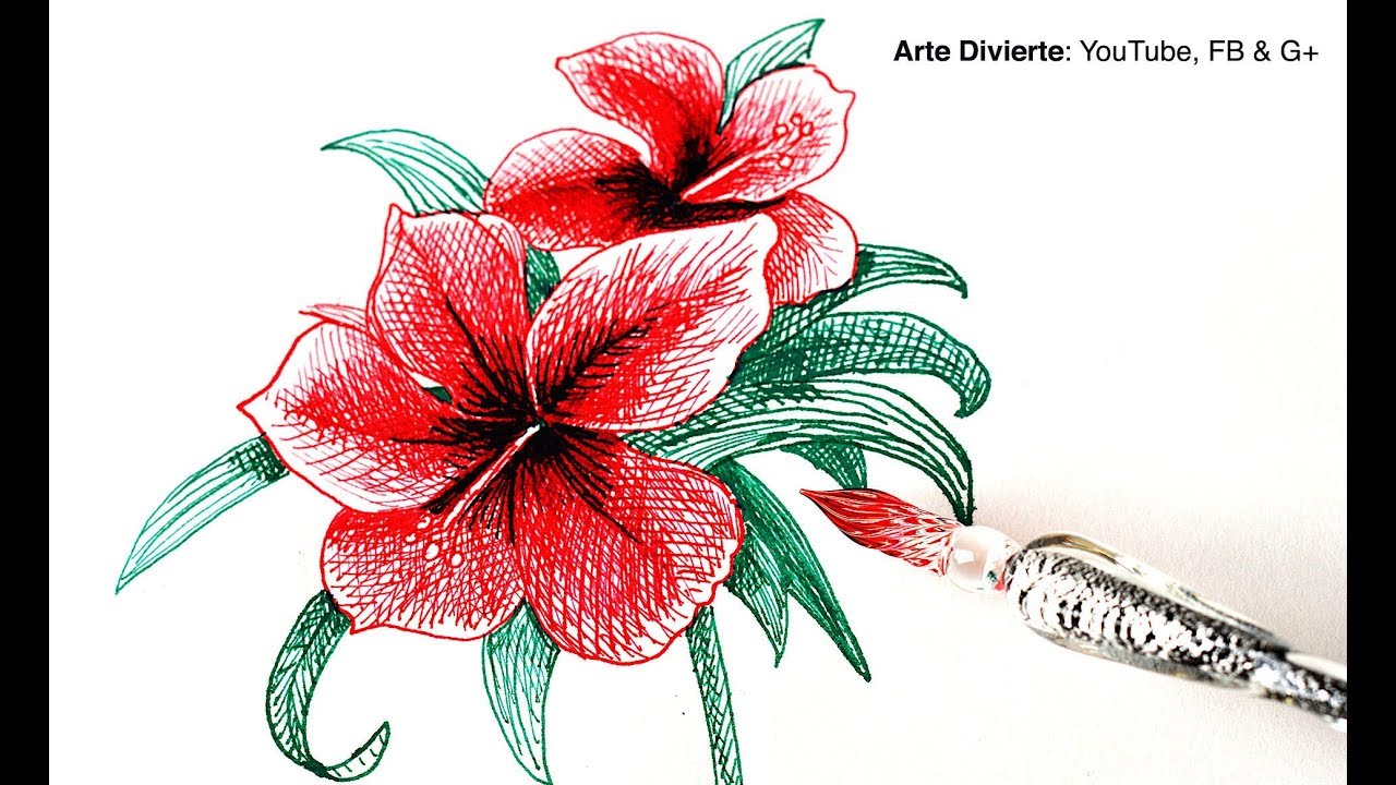Cómo usar una pluma de vidrio y cómo dibujar una flor de la india
