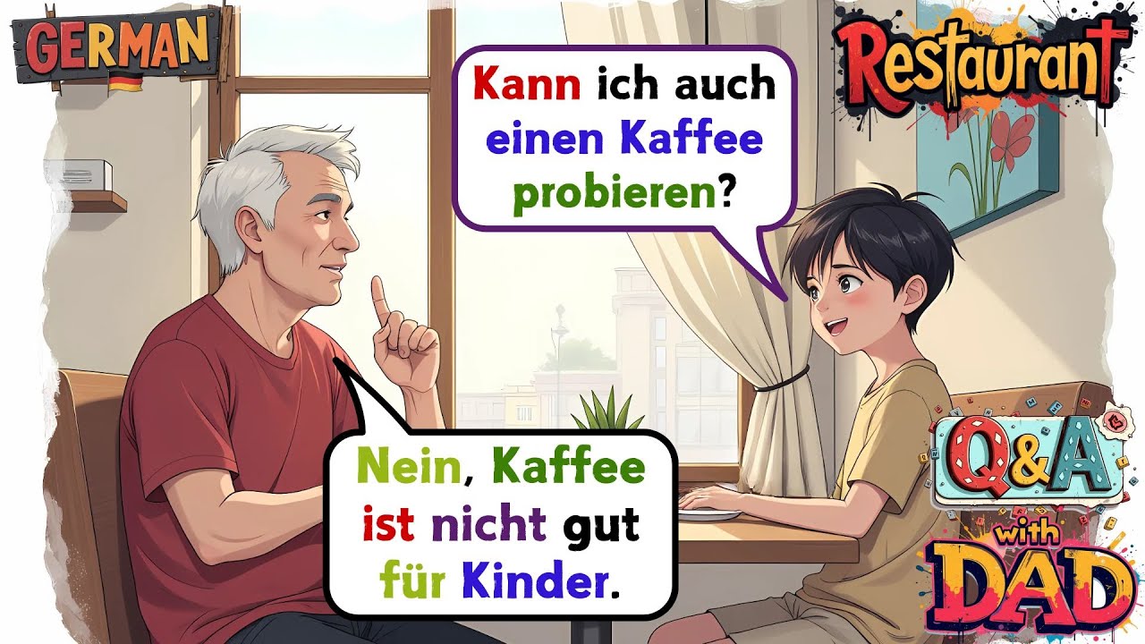 📚Learn German for Beginners: Restaurant Q&A with Dad 🥄