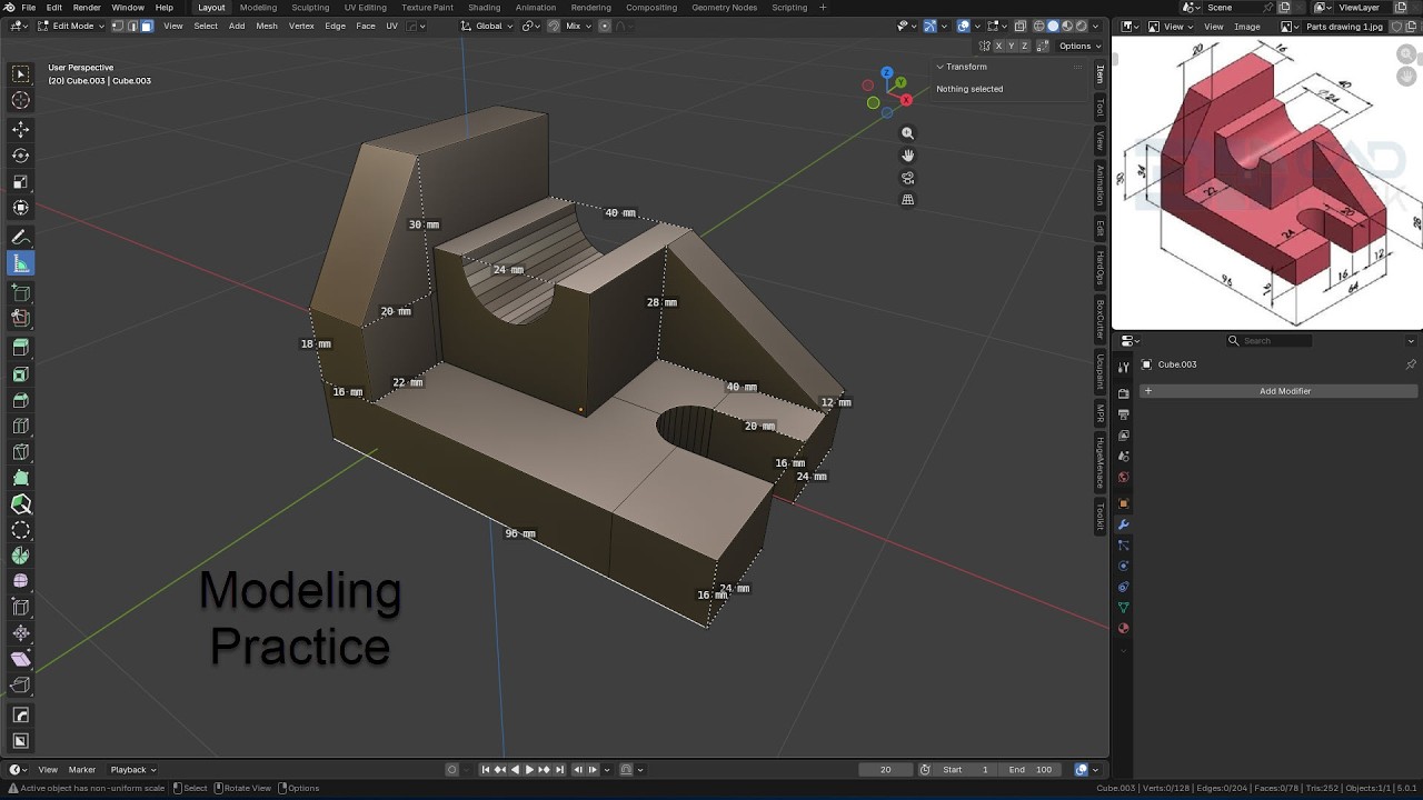 45. Blender modeling practice #15 (Part precision modeling) in Blender. Enjoy Blender!