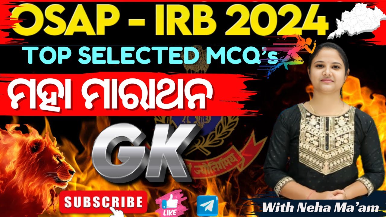 OSAP IRB 2024 ||GK MAHA MARATHON||Top 50 MCQ's ||With Neha Ma'am.#osap#irb#policeSI#osap#SSCGD#OCGL