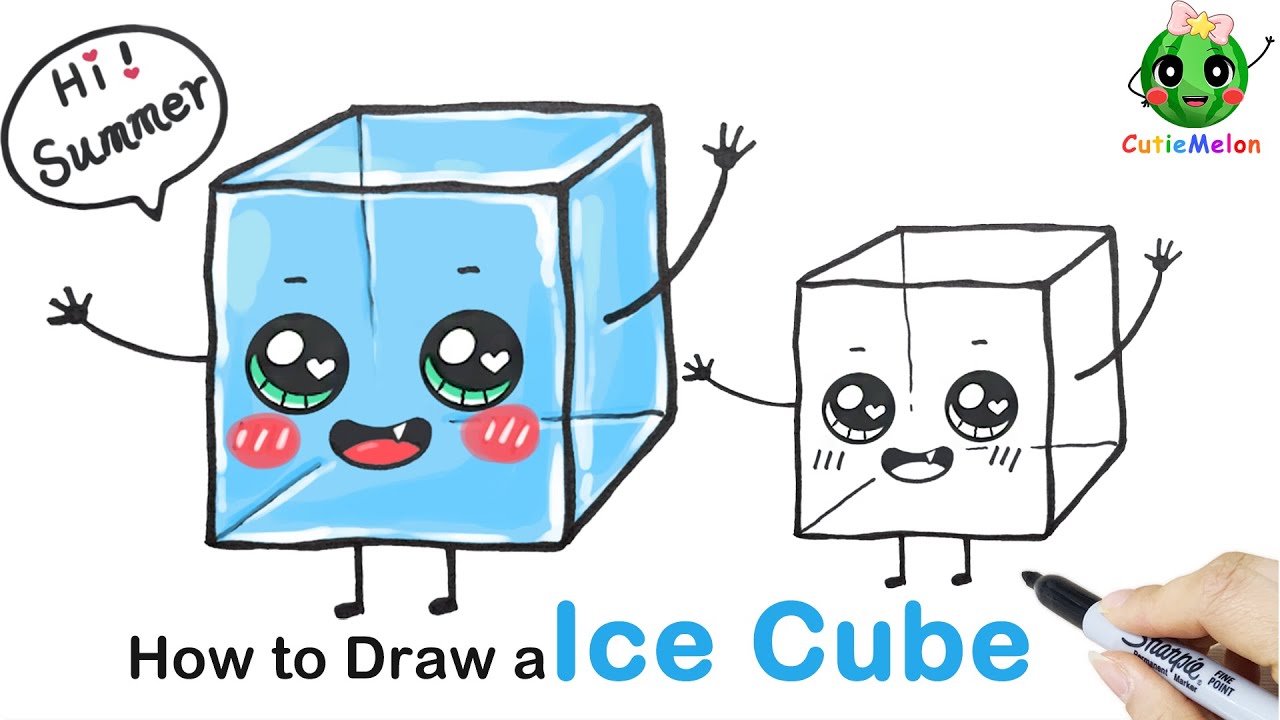 儿童简笔画可爱的立体冰块🧊How to Draw A Cute Ice Cube|Funny Summer Drawing Art|Easy Drawings for kids西瓜宝宝学画画学英语