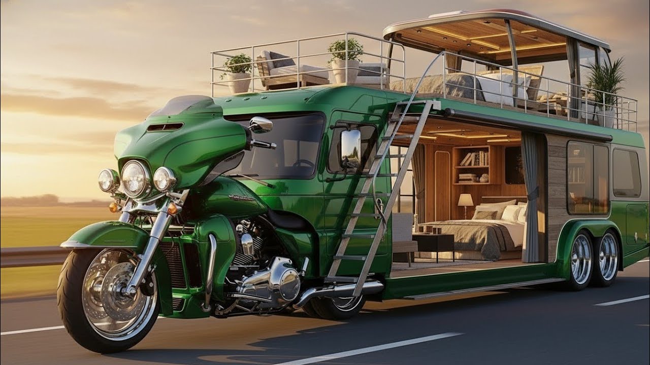 2026 Luxury Green Harley-Davidson Style Motorhome RV Revealed