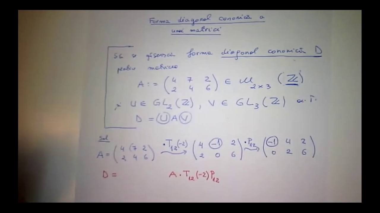 Diagonalizarea unei matrici: exercitiu model