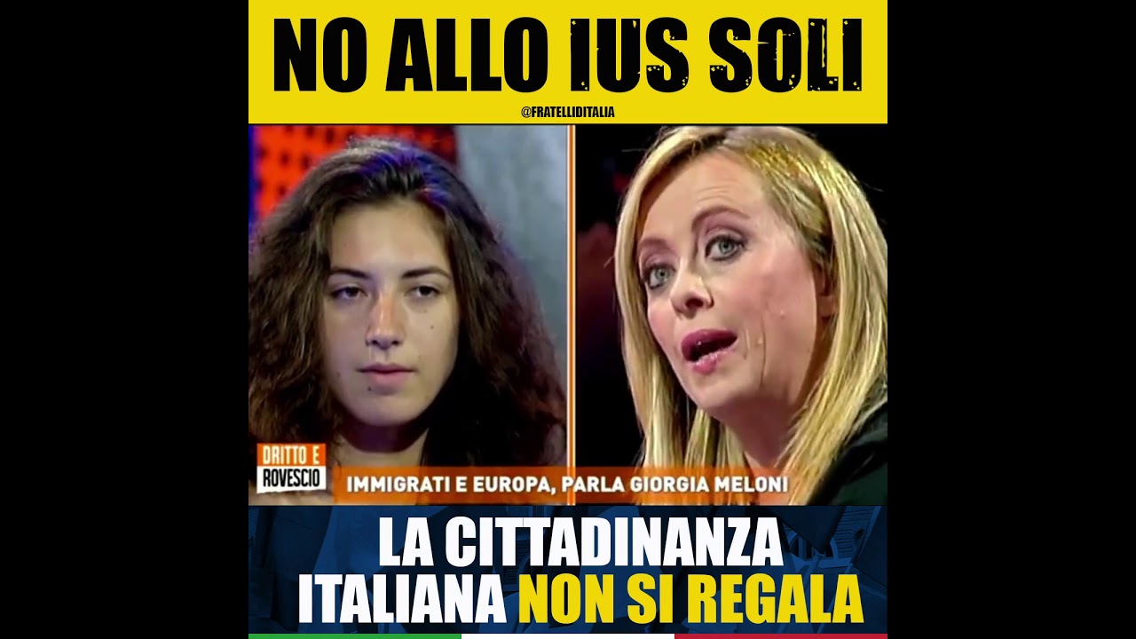 Giorgia Meloni: No allo Ius Soli. Per Fratelli d'Italia la cittadinanza va meritata, non regalata