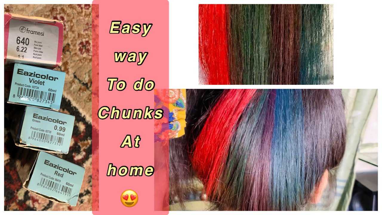 Easy way to do Hair chunks - Funky colours - Hair chunks - Red Blue Voilet Green Fashion shades
