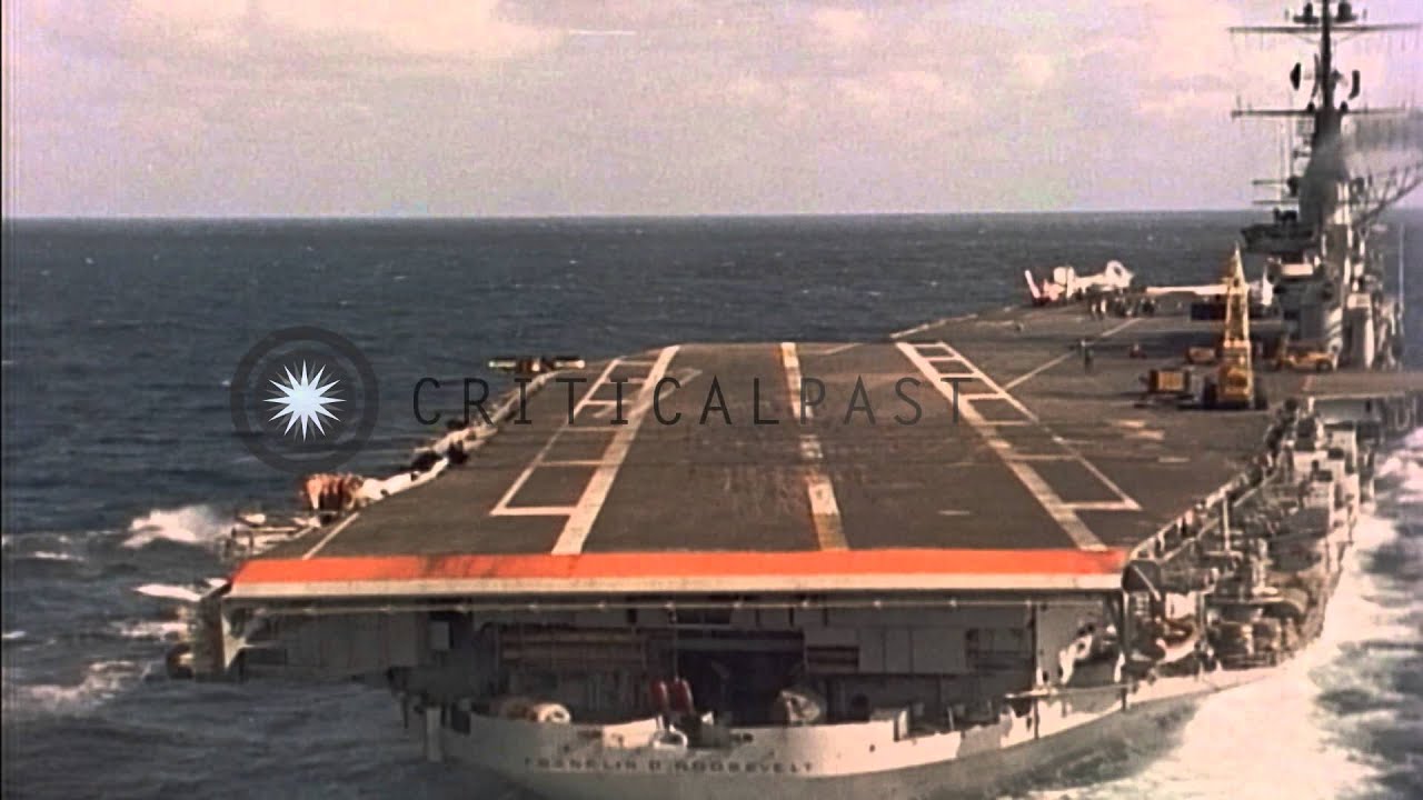 An aircraft touches down and rolls out aboard USS Franklin D. Roosevelt (CVA-42) ...HD Stock Footage