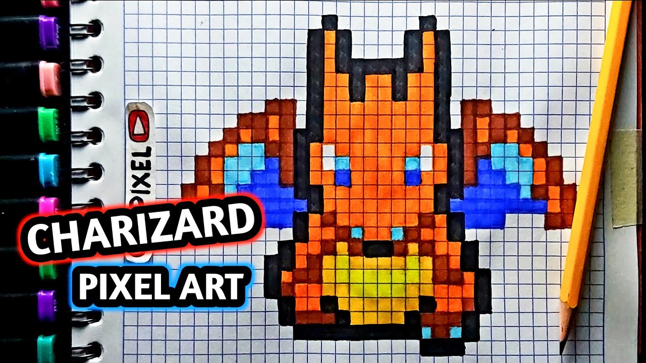Como Dibujar A CHARIZARD | PASO A PASO FACIL (pixel art) | how to draw charizard Pokemon