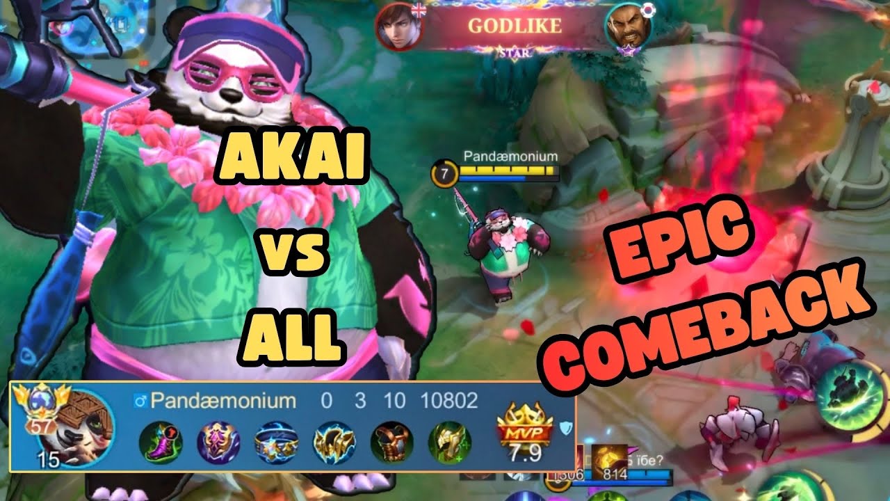 Crazy Epic Comeback in Mythical Immortal — Global Akai Vs All-Gold team | Mobile Legends