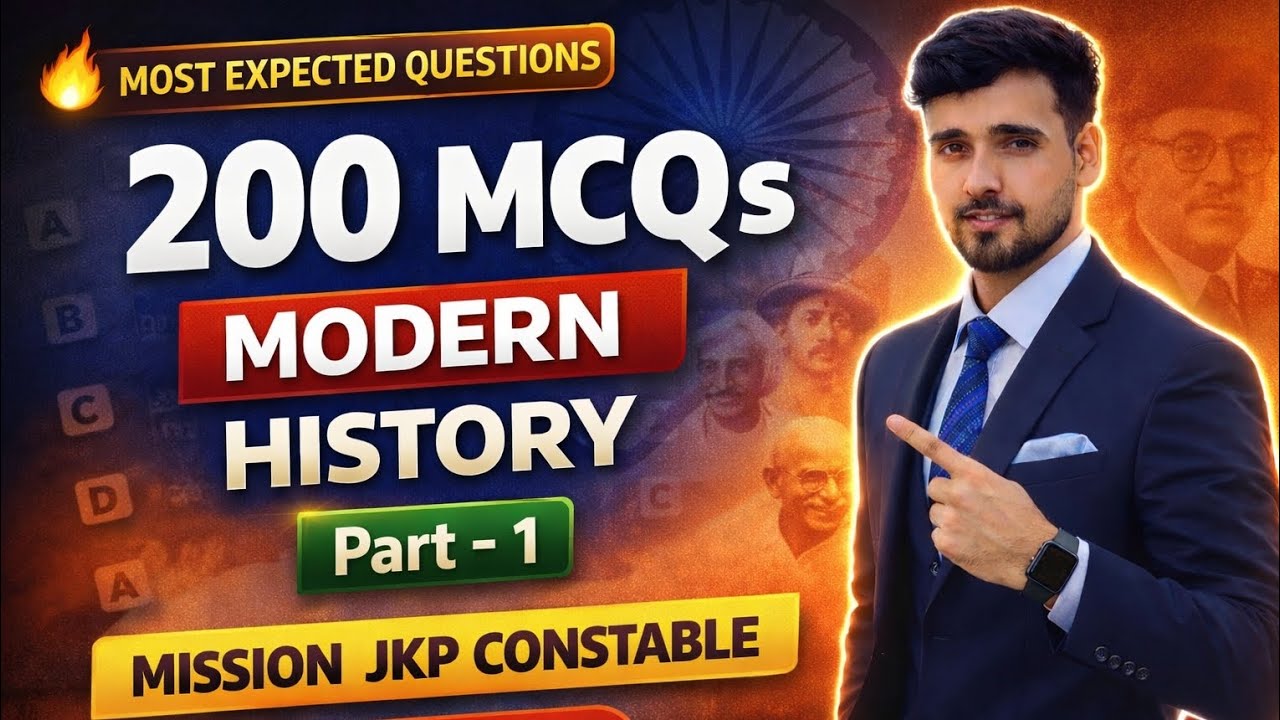 Lec No:23 -TOP 200 MCQs On [INDIAN HISTORY] Part-1 Jkssb JKP Constable Exam Target 🎯 100/100.