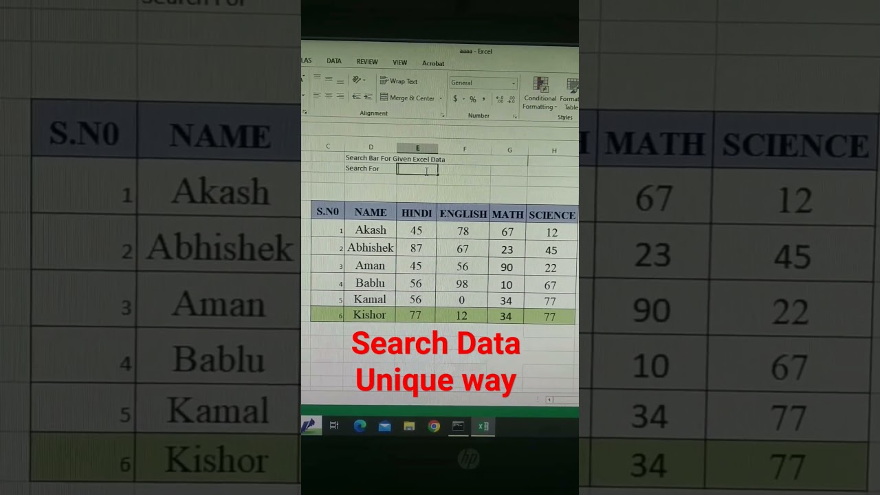 How to search data with color code 