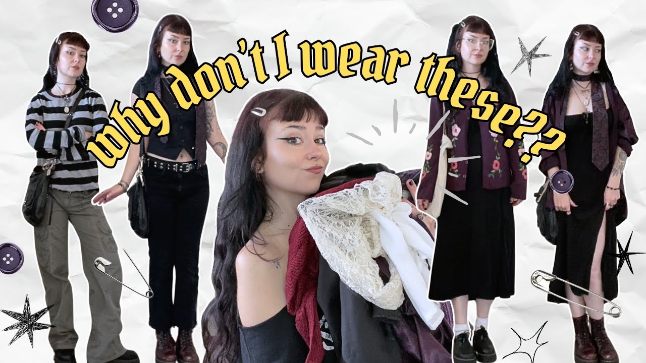 styling thrift finds for autumn 🦇🍂 midseason 90s, grunge, alternative outfits