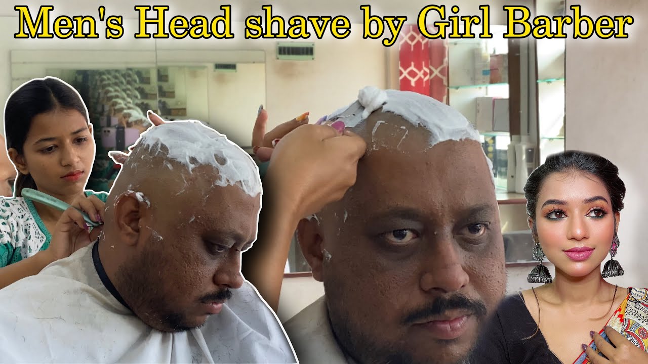 Men’s Head Shave 🪒 By Girl Barber 💈🥰MissBarber